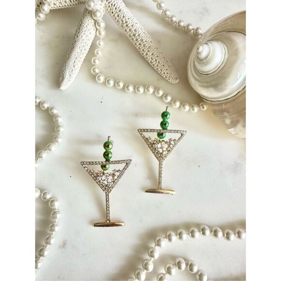 Extra extra dirty stirred not shaking triple olive martini dangle earrings - Picture 4 of 7